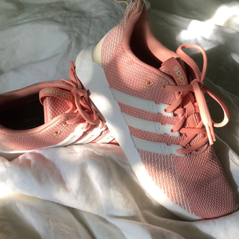 peach adidas tennis shoes